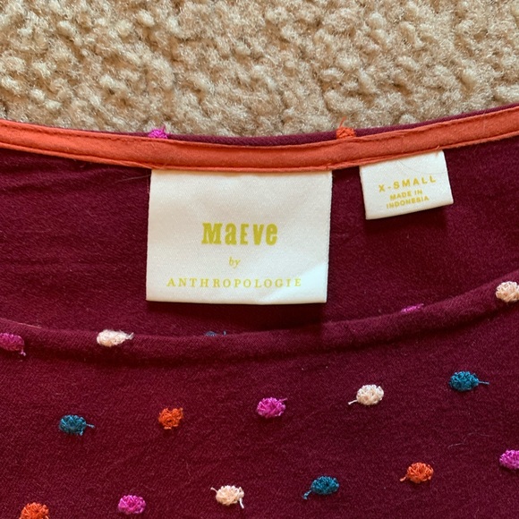 Anthropologie Maeve embroidered Polk a dot blouse - Picture 5 of 7